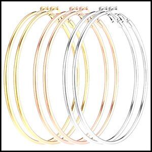 Large Thin Hoop Earrings Set Stainless Steel Minimal Chic Oversized Elegant